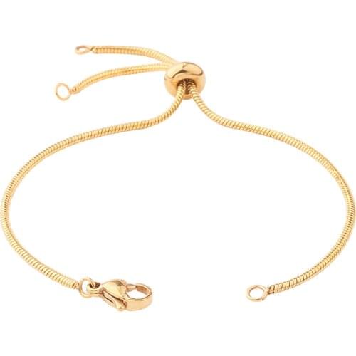 5Pcs Stainless Steel Adjustable Snake Slider Charm Chain with Lobster Claw Clasps for DIY Jewelry Making Bracelet Connectors