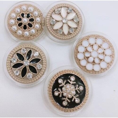5pcs Faux Pearl Gold Metal Women Coat Buttons For Clothing Garment Decorative Large Vintage Buttons Sewing Accessories Wholesale