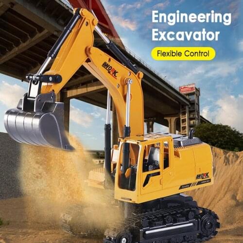 8 Channel 2.4G Alloy Wireless Excavator Electric Remote Control Construction Excavator Tractor Lorry Work Toy For Children Boys