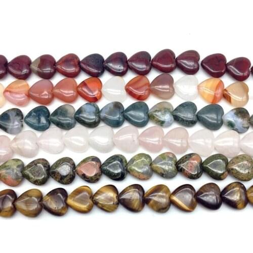 Beadztalk Natural Stone Beads Heart String 14 mm DIY Jewelry Carnelian Opal Tiger Eye Onyx etc Good Quality