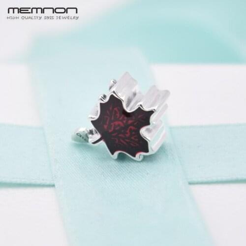 925 sterling Silver Love Canada Maple Leaf Enamel Charms beads fit Bracelet Necklace pendants charm DIY for women Memnon Jewelry