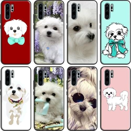 Cartoon Maltese Dog Case For Huawei P30 P40 P20 Lite Pro Nova 5T P Smart 2019 Honor 10 Lite 20 9X 8X 8A 10i