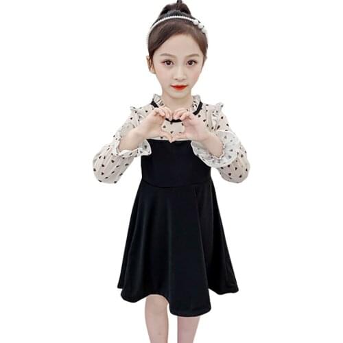 Big Girls Dress Heart Pattern Dresses For Girl Patchwork Party Dress Child Teenage Girls Clothing 6 8 10 12 14
