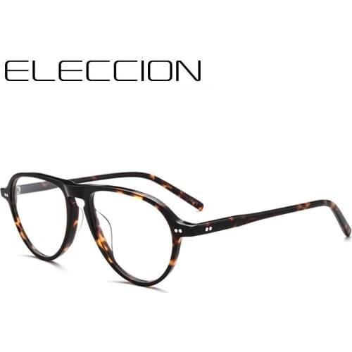 ELECCION Clear Optical Glasses Men Frame Transparent Myopia Eyeglasses Frame Acetate Prescription Eyewear Frame Pilot Spectacles