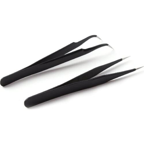 ESD Anti Static Hyperfine High Precision Stainless Steel Tweezers Repair Maintenance Essential Tools Straight + Curved