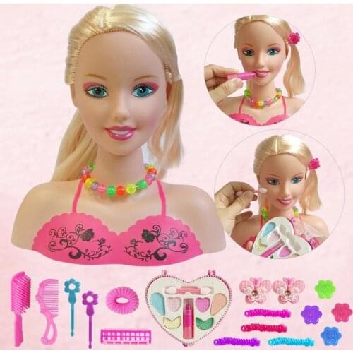 Makeup Toys DIY Educational Toys Princess Suit Half Body Makeup Comb Hair Mannequin Head Pretend Play HouseToy Girls Kids Gift