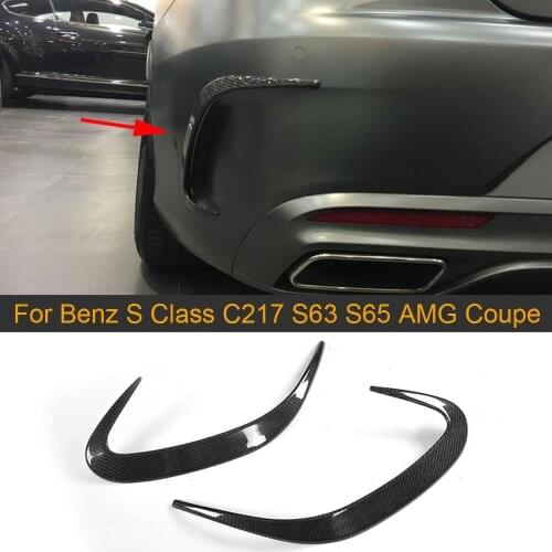 Carbon Car Rear Bumper Vent Scoop Fins Trim for Mercede Benz S Class C217 S63 S65 AMG Coupe 2D 14-18 Not Cabriolet Rear Blades