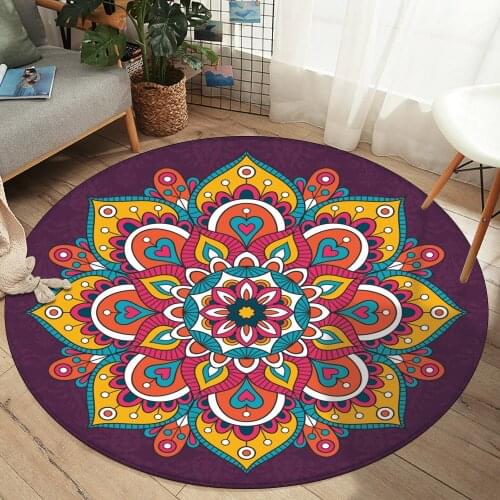 Round Carpet Mandala Flower Carpet Rug Bedroom Bbedside Bathroom Computer Chair Antislip Romantic Decorative Floor Home Mat Mat