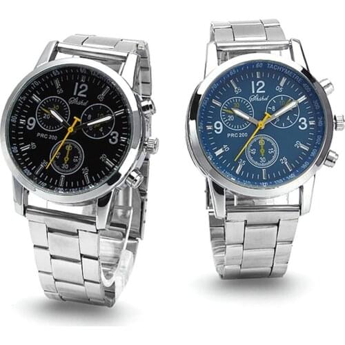 50% Hot Sales Fashion Men Round Sub-dials Decor Alloy Band Analog Quartz Wrist Watch Gift