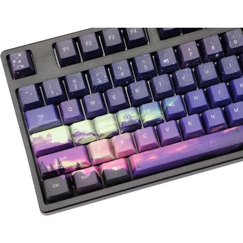 5 Sides Dye-subbed OEM PBT Keycap Mechanical Keyboard Keycaps Purple Dawn Light