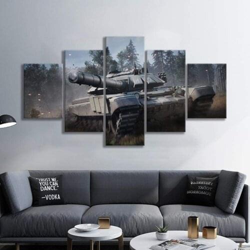 5 Piece Wall Art Canvas Game Pictures Battlefield Tiger Tank Posters And Prints Modern Living Room Wall Decoration Paintings