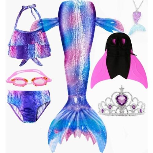 NEW! Kids Children Mermaid Tails for Swimming Mermaid tail with Monofin Swimming Bikini Bating Suit with Flipper