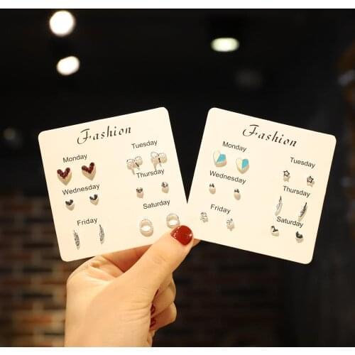 New Arrival Fashion Temperament Zircon Rhinestone Stud Earrings Combination Set For Women Girls Beautiful Jewelry Gift