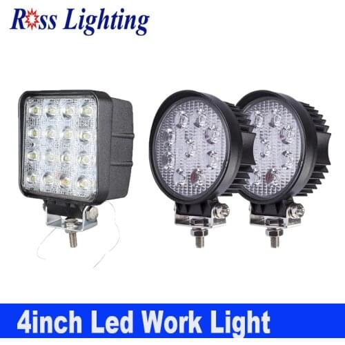 Pair 27w 48w Round Square 4 inch Offroad LED Work Light For 4x4 SUV ATV Tractor Boat Trucks Excavator 12V 24V