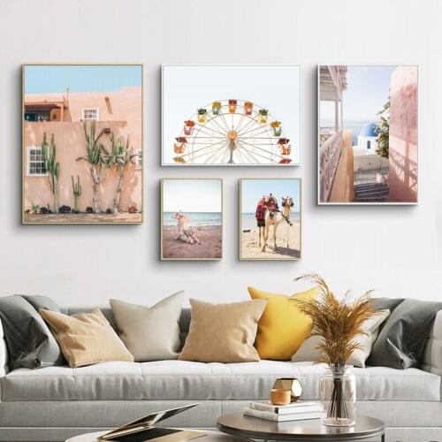 Ocean Landscape Canvas Poster Nordic Style Beach Camel Wall Art Print Painting Decoration Picture for Living Room Home Decor