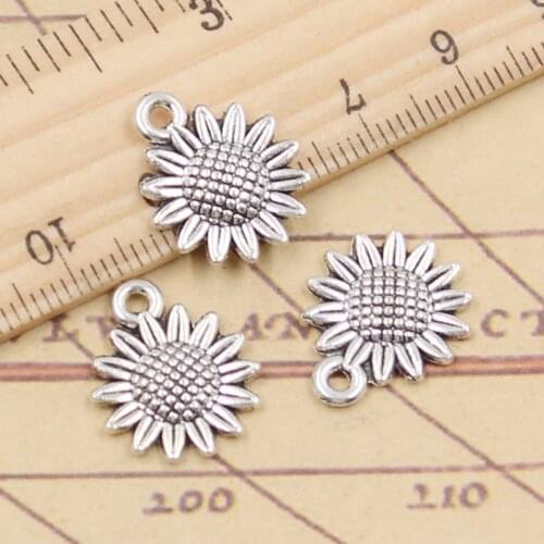 20pcs Charms sunflower flower 18x15mm Tibetan Silver Color Pendants Antique Jewelry Making DIY Handmade Craft