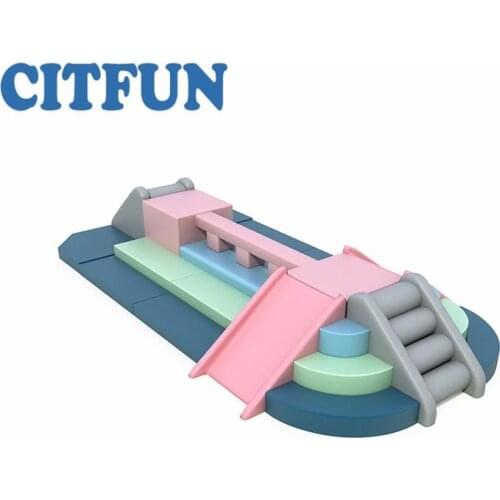 Popular Macaroon colorful indoor soft kids play Eco-friendly toddler foam climbing slide indoor playground CIT-RT011G