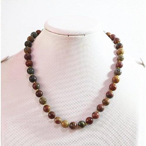 Natural picasso 4mm 6mm 8m 10mm 12mm 14mm round beads diy necklace 18"B728