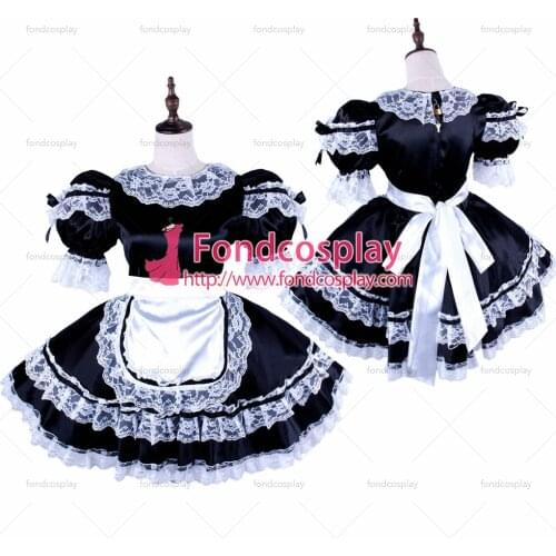 Lockable Sissy maid Satin dress Uniform cosplay costume Tailor-made[G1582]
