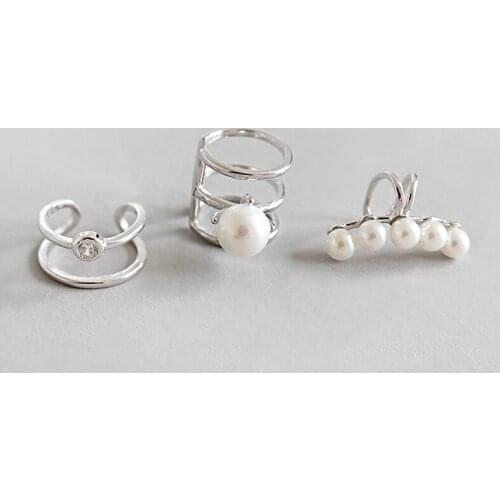 925 Sterling Silver Shell Pearls Ear Cuff Clip On Earrings For Women Fashion Girl Without Piercing Earings Jewelry