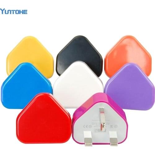 10 Different Colors UK Plug USB Charger AC Wall Charger Usb Power Adapter Charger for IPhone 7/6/5/4 1000pcs