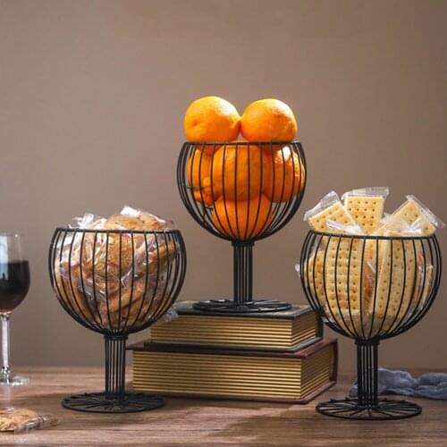 Nordic simple Wine Glass Wrought Iron Snack Storage Basket Snack Tray Dessert Fruit Basket