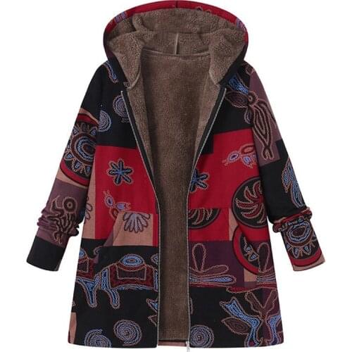 Style plus size cute style print warm comfortable hooded woman parkas winter long sleeve zipper wide-waist female parkas
