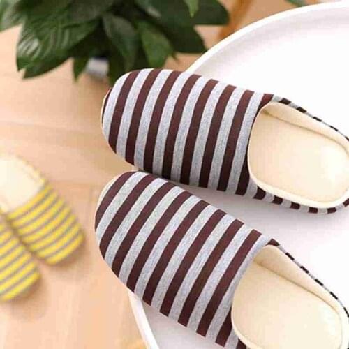 Striped Soft Bottom Home Slippers Cotton Warm Shoes Women Indoor Floor Slippers Non-slips Shoes For Bedroom House Woman Slippers