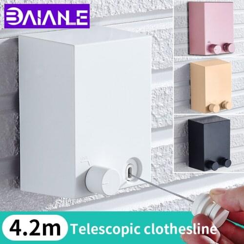 BAIANLE Stainless Steel Retractable Clotheslines Wall Mounted Indoor and outdoor Clothes Hanger Balcony Invisible Clothes Rack
