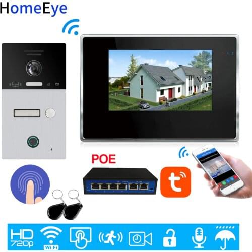 WiFi Video Intercom System IP Video Door Phone TuyaSmart App Remote Unlock Code Keypad+RFID Card+Fingerprint Home Access Control