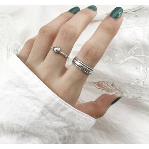 LEVEN FANCY | Simple 925 Sterling Silver Geometry Braided Rings For Women Girls Gift Opening Ring Vintage Silver Band Ring 925