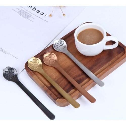 1Pc Stainless Steel Coffee Dessert Spoon Cat Paw Claw Spoon Stirring Spoon