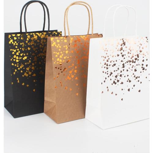 12pcs 15*21*8cm Kraft Paper Bags Small Paper Gift Bags Paper Bags With Handles Paper Shopping Bags Party Paper Packing Bag