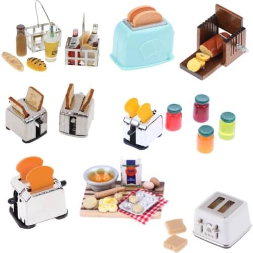 14 Styles 1/12 Scale Dollhouse Bread Machine With Toast Miniature Cute Decorations Toaster Dollhouse Mini Accessories