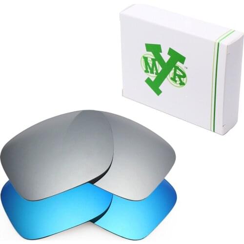 2 Pairs Mryok Anti-Scratch POLARIZED Replacement Lenses for-Oakley Holbrook Sunglasses Ice Blue & Silver Titanium