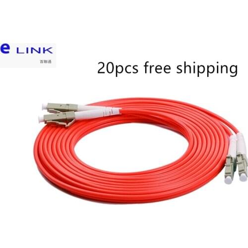 20pcs LC UPC TO LC UPC fiber optic patch cord duplex multimode 62.5/125um 2.0mm orange cable optical fibre jumper free shipping