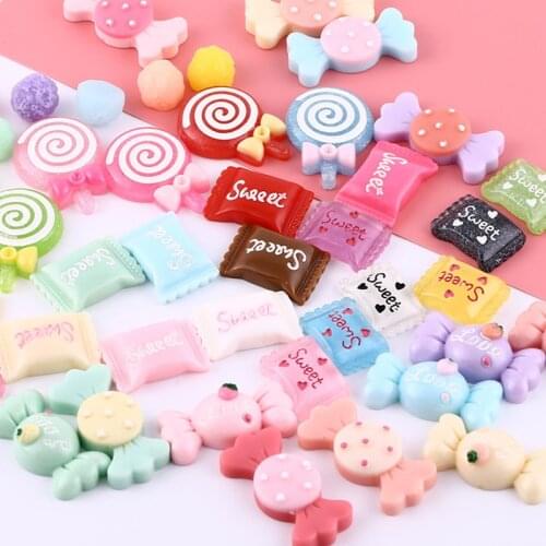 30Pcs Mixed Resin Sweet Candy Lollipop Hair Accessories Ornaments DIY Crafts Phone Shell Patch Arts Materials Kids Food Toys