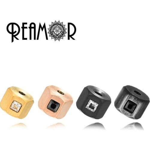 REAMOR 5pcs Stainless Steel 1.8mm Small Hole Spacer Beads Golden Plated CNC Zircon Beads for Jewelry Accessories Bracelet DIY