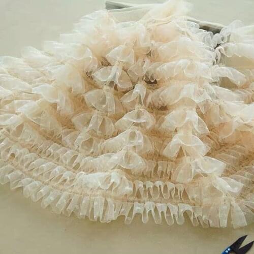 5 yards 40cm Wide 9 Layer Ruffled Fabric Pleated Frill Trim With Polka Dots