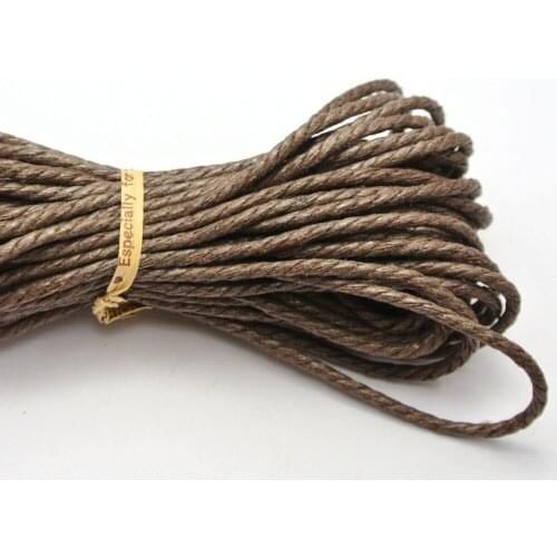 60 Meters Brown Twisted Waxed Cotton Cord String Thread Line 2mmm