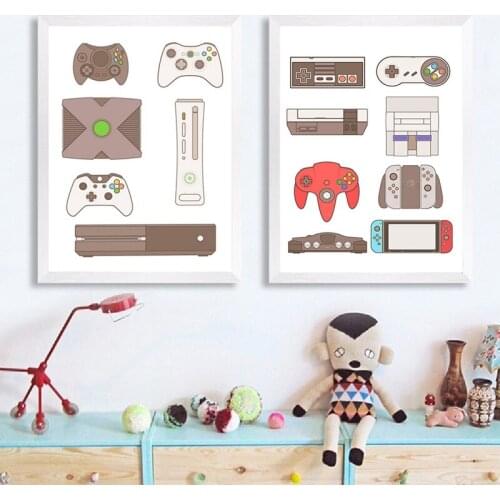 Abstract Gaming Controller Canvas Painting Gamer Boys Gift Prints Posters Wall Art Minimalist Modern Kids Room Home Decoration