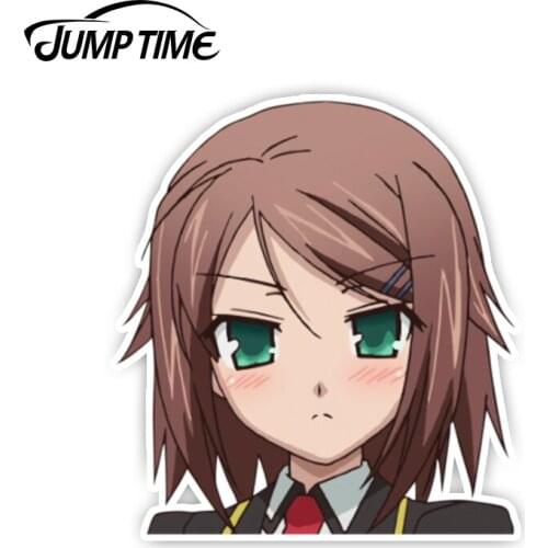 Jump Time 13cm x 11.7cm Car Stickers Kinoshita Yuuko Peeker Anime Decal Funny Waterproof Auto Motor Cute Girl Graphics