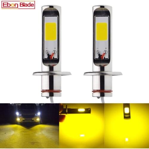 2Pcs H1 Auto LED Fog Lights High Power COB 80W Yellow Golden 3000K Daytime Running Light DRL Driving Lamp Bulb 12V 24V 30V AC