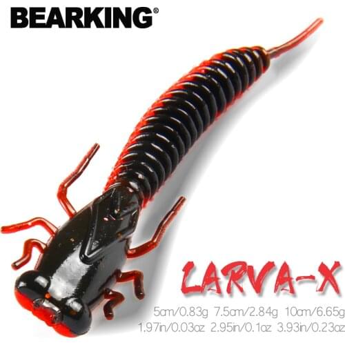 BEARKING Larva Soft Lures 50mm 75mm 100mm Artificial Lures Fishing Worm Silicone Bass Pike Minnow Swimbait Jigging Plastic Baits