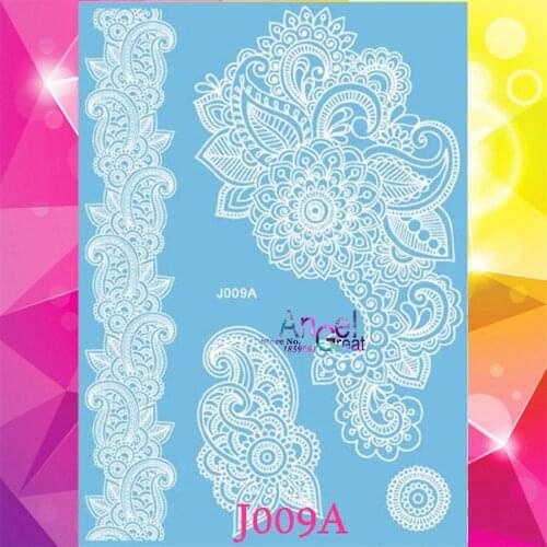 Big Size White Henna Flower Waterproof Fake Tattoo Stickers AJ009A Women Removable Transfer Tattoo Healthy tatouage taty Tattoos