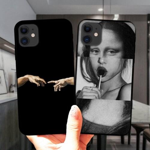 Mona Lisa David Statue Abstract Art Silicone Cover For iPhone 12 Mini 11 Pro XS Max 6S 8 7 Plus X XR 5S SE 2020 Black Phone Case