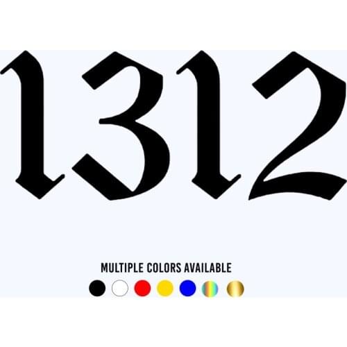 CK20243# Funny Vinyl Decal Number 1312 Car Sticker Reflective Waterproof Stickers on Truck Bumper Rear Window