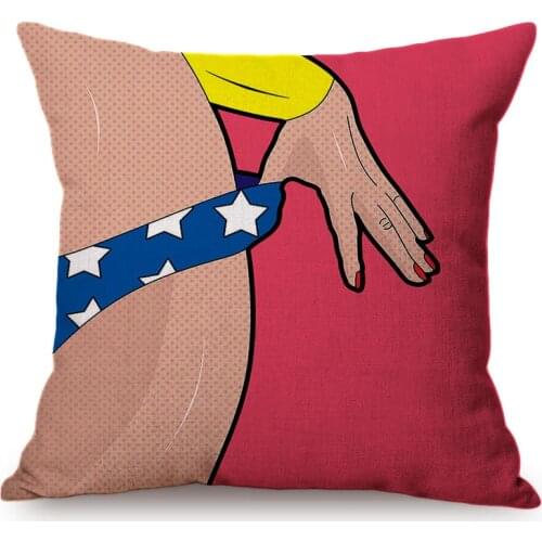 Color Pop Art Cushion Cover Sexy Woman Butt Printing Man Room Decoration Square Cushions Cover Brothers Gift Throw Pillow Case