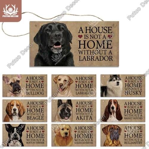 Putuo Decor Dog Tags Wooden Signs Dog Accessories Lovely Pet Tag Sign for Wooden Hanging Dog Houses Wall Decor Home Decoration