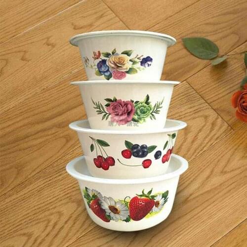 Enamel basin, thickened enamel bowl with cover, domestic filling bowl